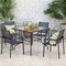 Costway 35'' Patio Dining Table Tempered Glass Top Bistro Table with 1.5'' Umbrella Hole